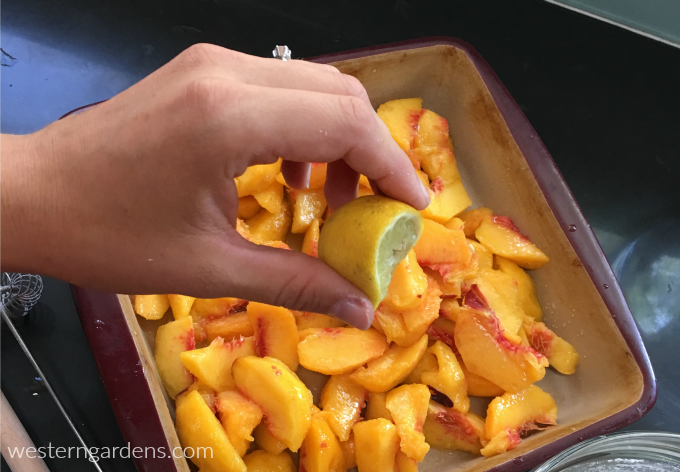 squeeze lemon juice on gluten free peach cobbler