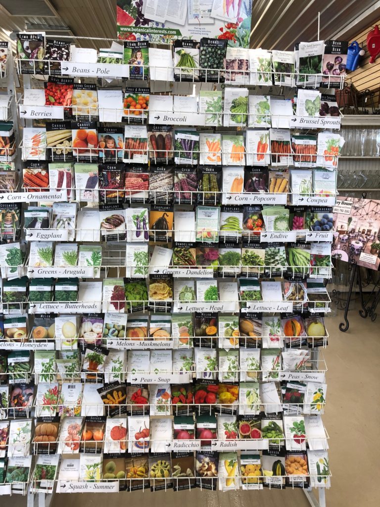 seed packets of vegetables for gardening