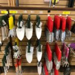 selection of garden tool trowels and cultivators